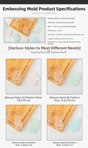 Detailed dimensions of four transparent acrylic forest house cookie embossing molds