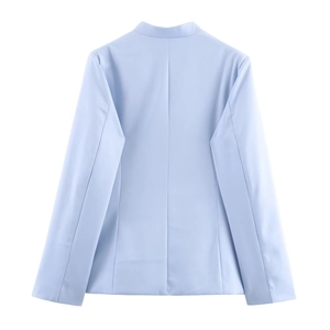 Blazer azzurro slim fit da donna a maniche lunghe, vista posteriore del design