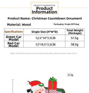 Detail of Christmas wooden countdown calendar with red and green painted car designs