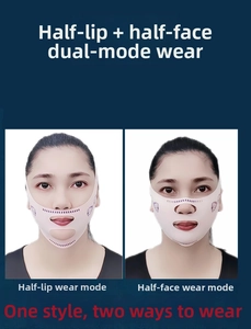 Pink V-line lifting mask detail showing dual-mode facial tightening and shaping wear