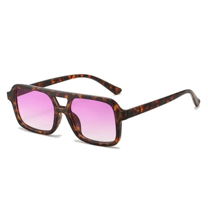 Square Frame Sunglasses PC Frame AC Lens Double Bridge UV400 Protection Outdoor Travel Retro Vintage Fashion Women Men
