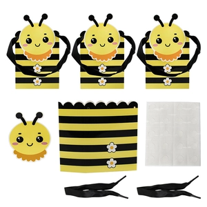 Bee themed candy box gift set with yellow ribbons and honeybee cutouts for parties