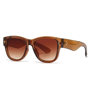 Cat eye oversized sunglasses in tortoiseshell with brown gradient lenses and star rivets