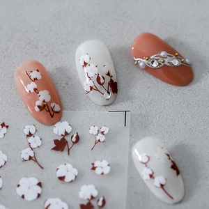 Autocollants Art Des Ongles Fleur De Coton Kapok Auto-Adhésifs Ultra-Fins Mats Style Japonais DIY Manucure Décoration Professionnelle