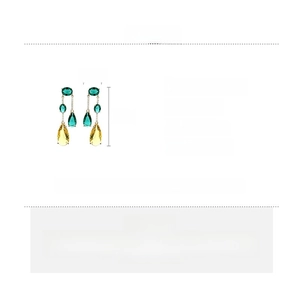 Tableau des tailles pour boucles d'oreilles pompons zircon vert et jaune de 5,4 cm