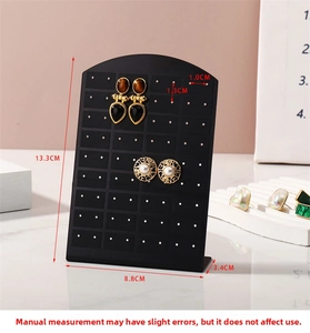 L-shaped black acrylic 48-hole earring display stand with detailed dimensions
