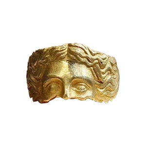 Vintage Venus sculpture portrait ring in matte gold finish with open band for women and men