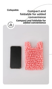 Detailed view of pink popcorn texture fabric showing collapsible and compact design