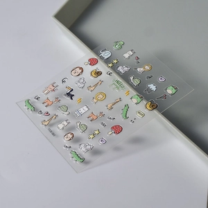 5D embossed cartoon jungle animal nail art stickers featuring giraffes and lions for kids