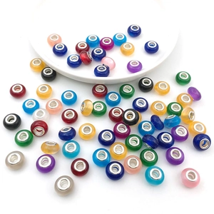 Mix of 20 styles colorful large hole glass and resin beads for DIY charm bracelets