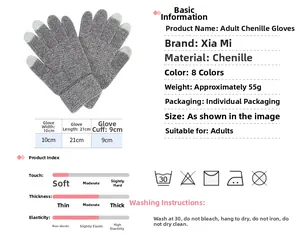 Specifiche taglia e caratteristiche dei guanti invernali grigi con funzione touch screen