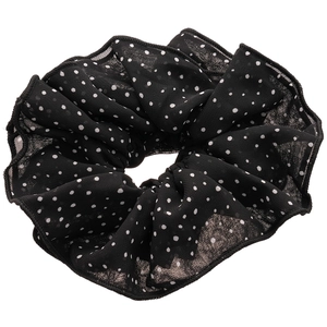 Chiffon polka dot double-layer scrunchie with elastic hair band for women and girls