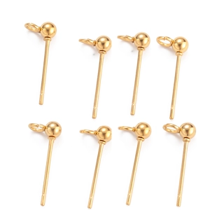Stainless Steel Ball Head Earring Posts With Loop Stud Findings For DIY Jewelry Making Components