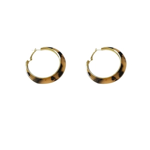 Retro amber resin tiger eye round leopard print earrings with silver needles for women