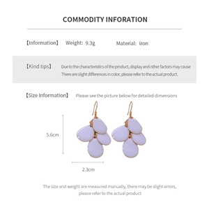 Detail showing weight 9.3g and iron material specifications for vintage drop earrings