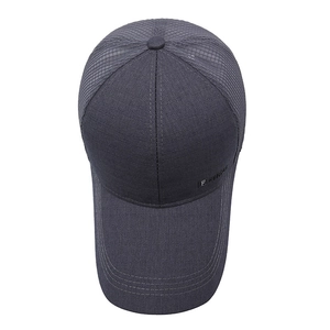 Breathable dark grey mesh baseball cap with long brim and FASHION side embroidery