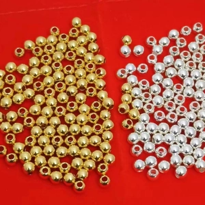 Polished 14k gold and silver metal round spacer beads for DIY jewelry making