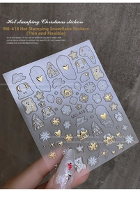 Detail von MO-418 Gold-Bronzing-Weihnachtsnagelstickern mit Schneeflocken und Bären