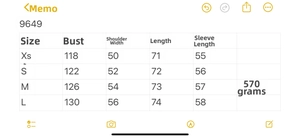 Detailed size guide table for women hooded jacket showing bust and sleeve measurements