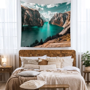 Böhmischer Wandteppich mit Fjordlandschaft für Wanddekoration im Schlafzimmer