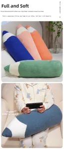 Detail of soft corduroy and fleece pencil pillow with high-quality 3D PP cotton filling