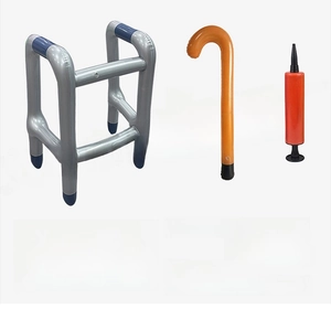 Inflatable walker and cane set with air pump for Halloween party props and prank toys