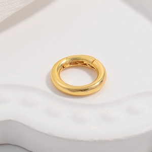Polished gold S925 sterling silver spring ring clasp for jewelry necklace making