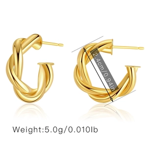 Detailed size and weight specs for 18K gold plated twisted hoop earrings with 2.4cm diameter