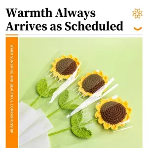 Handgemaakte Gehaakte Kunstbloem Afgewerkt Garen Zonnebloem Roos Tulp Anjer Voor Huisdecoratie Valentijnsdag Cadeau