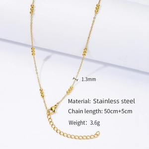 Detail view of 1.3mm 18k gold-plated stainless steel chain with 50+5cm length specs