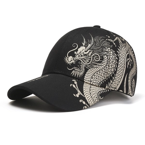 Cotton Chinese Style Dragon Pattern Baseball Cap For Men Fashion Outdoor Casual Sunshade Extended Brim Streetwear Hat