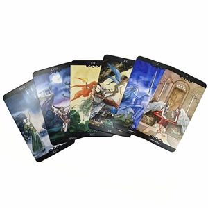 Macro view of Sea Soul Journey Oracle cards with watercolor art and vivid colors