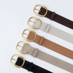 Ceintures larges pour femmes en cuir suédé avec boucles dorées en cinq coloris