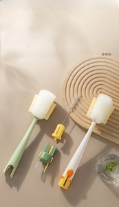 Detailed view of 5-in-1 multi-functional cleaning brush set for water cups and bottles