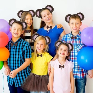 Kids monkey costume set with plush ears headband and bowtie for party celebration