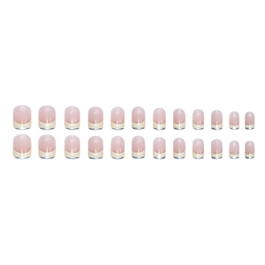 Classic French manicure set with elegant pink base and creamy white tips long almond shape