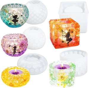 DIY silicone molds set for polka dot bubble candle jars and resin storage pots