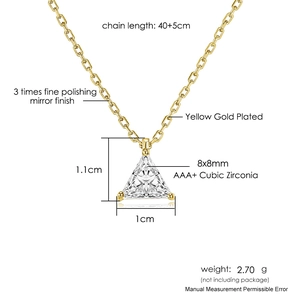 Vergoldete Dreieckskette mit AAA+ Zirkonia und verstellbarer 40+5cm Kette