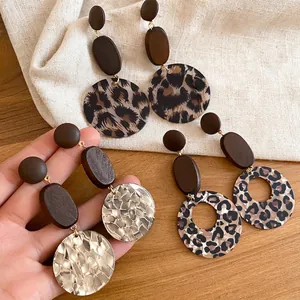 Retro Geometrische Hängeohrringe Mit Holzperlen Acryl Leopardenmuster Und 925 Sterling Silber Ohrstecker Für Damen Böhmisch