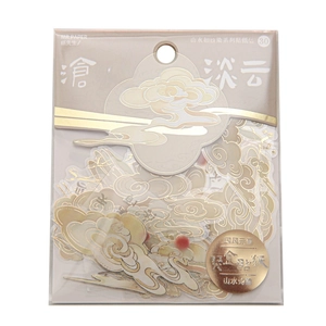 Chinesische Tuschelandschaft Goldfolien-Sticker Set mit Bergen und Wolken Mustern