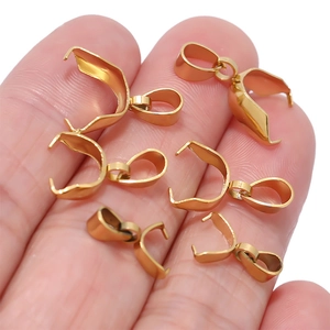 18k gold plated stainless steel pinch bails for DIY pendant and jewelry making