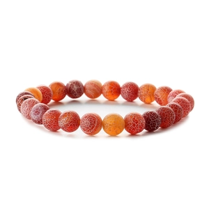 Weathered red dragon vein agate beaded bracelet with elastic cord for jewelry styling