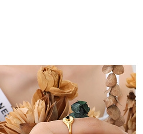 Close-up of a minimalist gold ring featuring a distinctive black heart-shaped signet