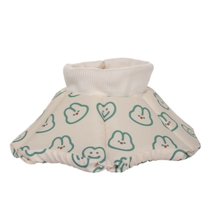 Adjustable soft pet Elizabeth collar with cute green rabbit print and ribbed neck