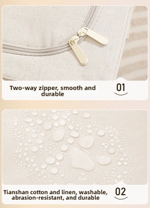 Detail of durable two-way zipper and waterproof cotton linen fabric on foldable box