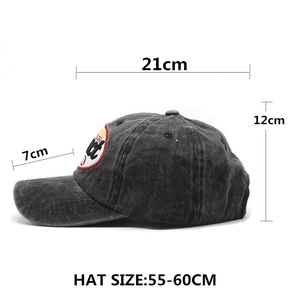 Casquette de baseball rétro en coton gris délavé avec broderie et dimensions