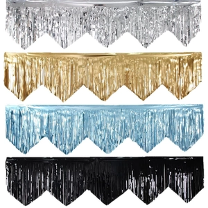 Metallic wave foil fringe curtains in silver gold light blue and black for party decor
