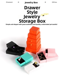 Macro detail of multi-colored drawer-style jewelry boxes with soft protective lining
