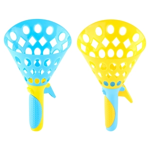 Set gioco di lancio e presa per bambini con canestri blu e gialli per spiaggia e sport
