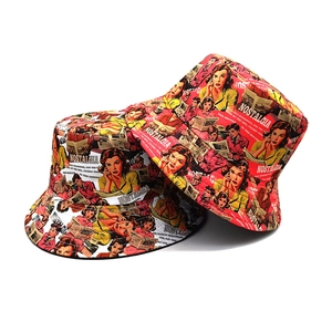 Vintage Comic Print Bucket Hat Polyester Retro Pop Art Sun Protection Outdoor Fisherman Cap For Women Men